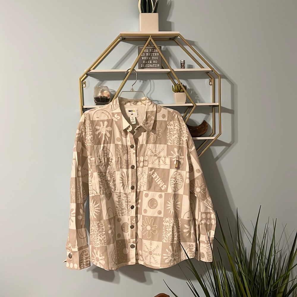 H&MxSmiley Retro Print Denim Jacket